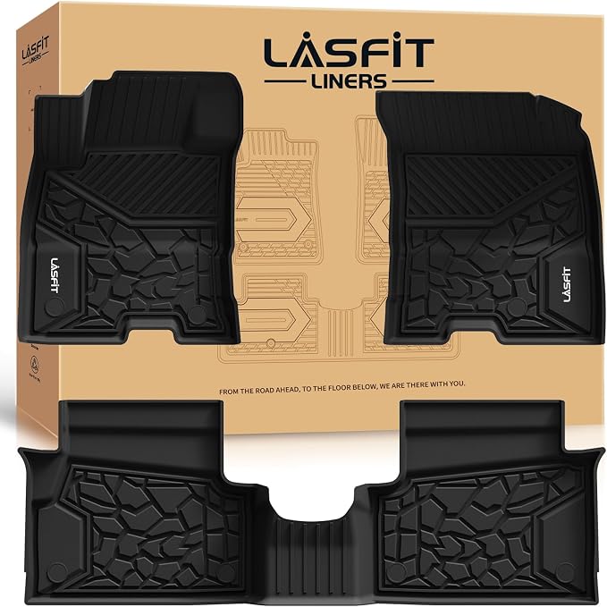 LASFIT Floor Mats for Ford Maverick 2026 2025 2024 2023 2022 (Hybrid Models Only) All Weather Car Mats TPE Truck Liners Vehicle Accessories for Ford Maverick - 1st & 2nd Row, Black