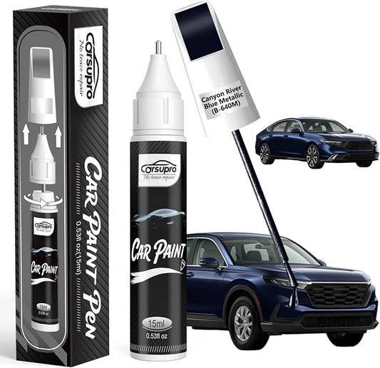 Canyon River Blue Metallic(B-640M) for Honda Touch Up Paint Pen, 2 in 1 Car Scratch Remover with Pen Tip and Brush, Precise Color Match for Car Paint Scratch Repair, Quickly and Easily Fix Chips and Nicks