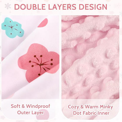 Pea Pod Car Seat Cover Baby, Infant Car Seat Canopy Covers with 2 Layers Windows of Breathable Mesh Fabric, Lightweight Polyester, Soft Minky Dot Backing (Floral Pattern)