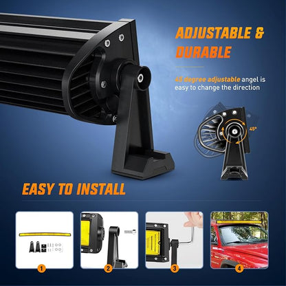 Nilight 52 Inch LED Light Bar 783 LED Chips Curved Triple Row Fog Light Yellow Beam Spot Flood Combo High Power LED Driving Lights Off Road Lights for Trucks SUV UTV ATV Truck Van 4x4 Boat