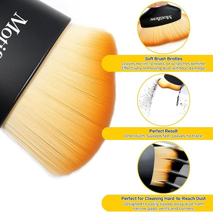 2 PCS Car Interior Detailing Brush, Car Detailing Supplies Soft Bristle Detailing Brush, Car Interior Cleaning Tool, Auto Detailing Brush Car Dashboard Cleaning Duster Brush (Black&Yellow)