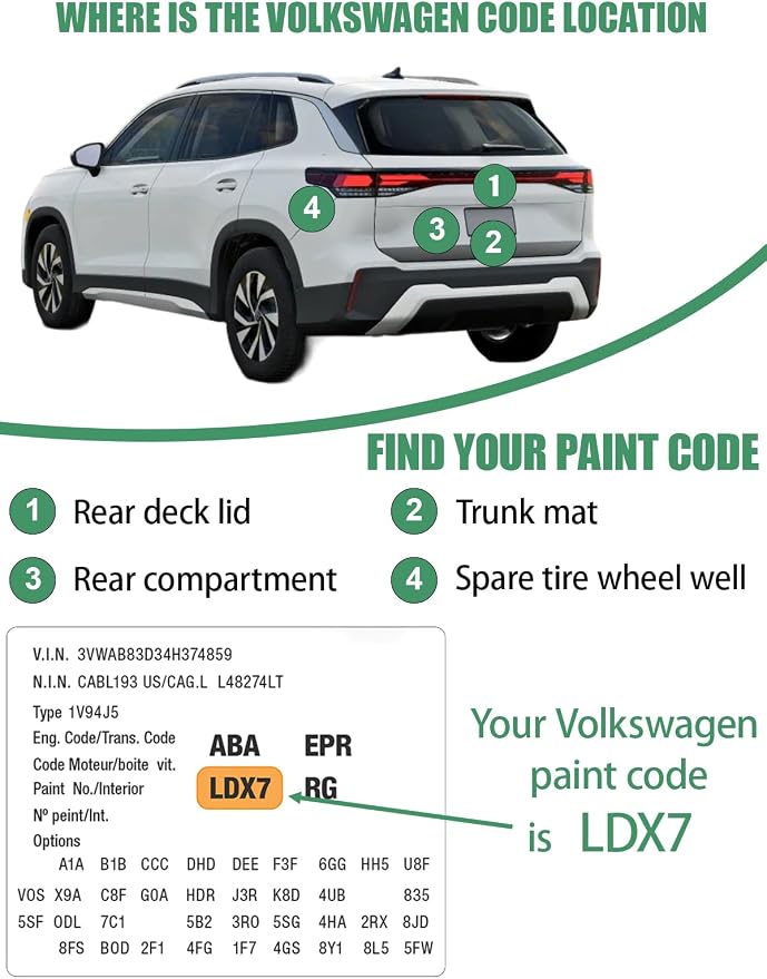 LC9A/0Q Pure White Touch Up Paint for Volkswagen, Color Accurate Car Paint Scratch Repair Pen, Quick & Easy Fix Automotive Chips and Nicks