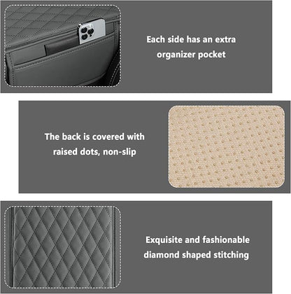 Stacool Upgraded Car Center Console Cover,Microfiber Leather Car Armrest Cover Cushion with 2 Storage Bags,Universal Car Armrest Storage Box (Gray)