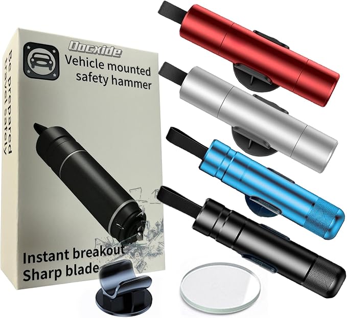 4PCS 2026 Upgraded Safe Hammer Glass Breaker Under Water, Car Hammer Seatbelt Cutter Window Breaker Emergency Escape Tool, Safehammer Glass Breaker for New Cars (Colorful)