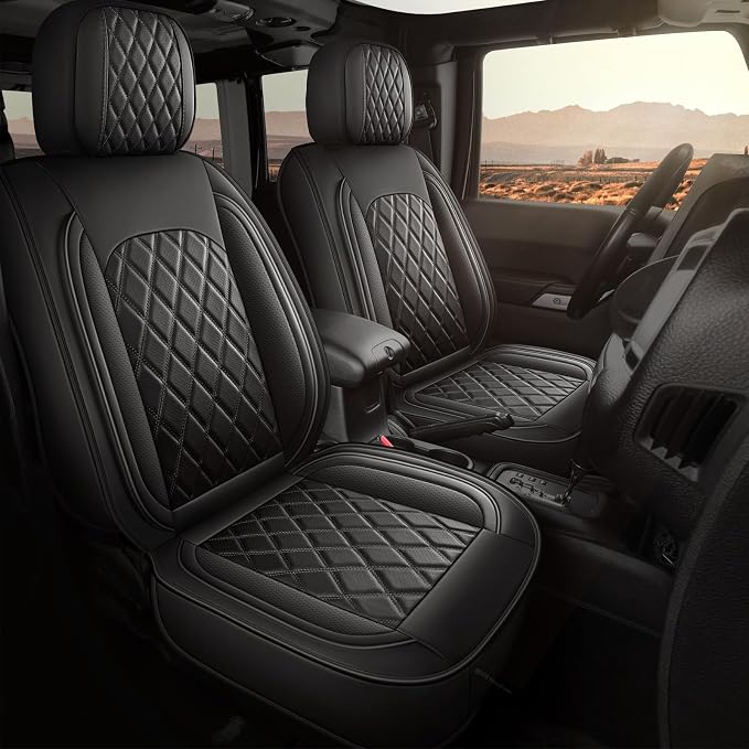 MIROZO Tacoma Seat Covers Full Set,Leather Truck Seat Covers Breathable Car Seat Protector Fits for 2005-2015 Toyota Tacoma Crew Cab,Black