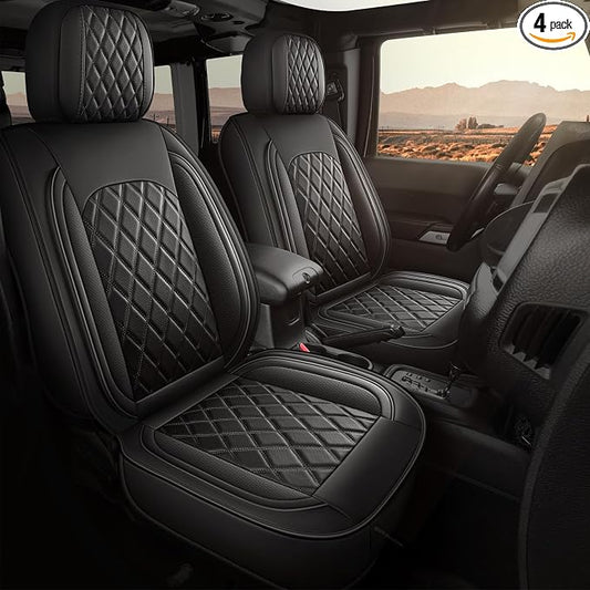 MIROZO Tacoma Seat Covers Full Set,Leather Truck Seat Covers Fits for 2024 2025 2026 Toyota Tacoma Crew Cab