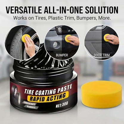 Premium Tire Coating & Trim Restorer, Bring Back the Original Deep Black Shine to Rubber and Plastic,Ceramic Tire Coating, Tir𝐞 Coatin𝐠 Paste, Blocks UV (3pc)