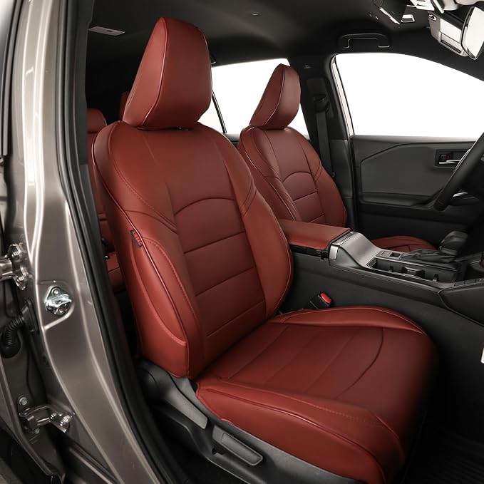 EKR Rav4 Seat Covers Custom Fit for Toyota Rav4 (Hybrid) LE/XLE Premium 2026, Leather Car Seat Cover Full Set for SUV,Faux Leather(Burgundy)