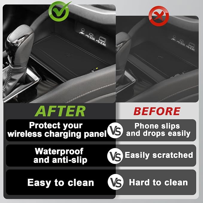Muslogy Center Console Inserts Compatible with 2025 Subaru Forester Accessories, Center Console Wireless Charger Protective Mat Liner Anti-Slip Phone Charge Area Charging Protection