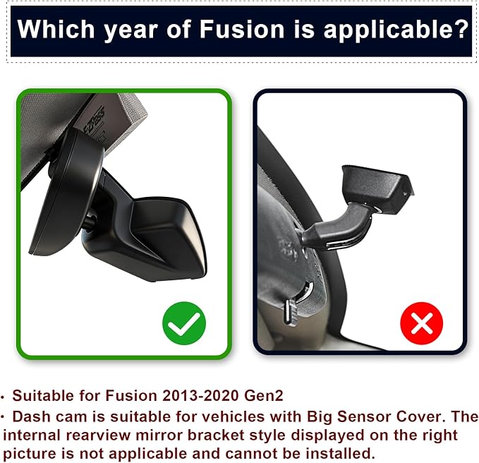 Mangoal Front 4K & Rear 1080p Dash Cam fit for Ford Fusion 2013-2020 Gen2, S SE SEL Titanium Accessories, UHD 2160P Video, WiFi & App, G-Sensor, Loop Recording, Easy to Install, 128GB Card