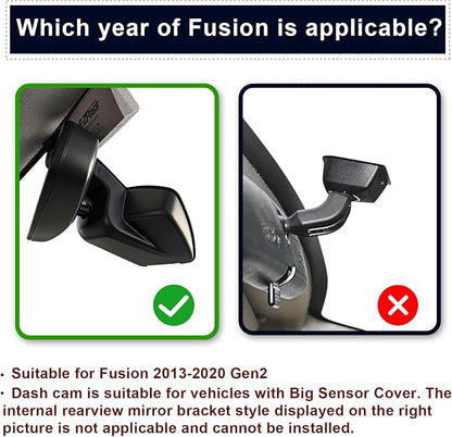 Mangoal Front 4K & Rear 1080p Dash Cam fit for Ford Fusion 2013-2020 Gen2, S SE SEL Titanium Accessories, UHD 2160P Video, WiFi & App, G-Sensor, Loop Recording, Easy to Install, 128GB Card