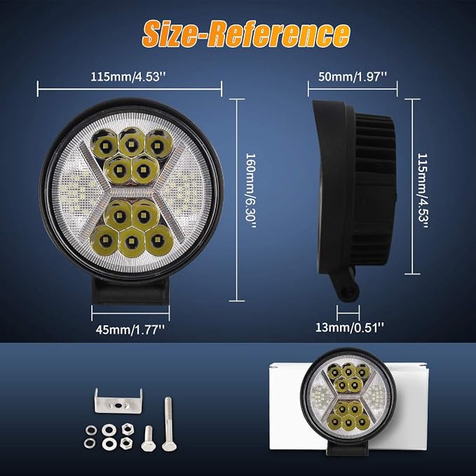 2PCS Round LED Pods Driving Lights Bar with Amber DRL Light - 117W 12000LM Flood Spot Combo Beam Working Light Pod Off Road for Trucks,SUV,Hunters,Jeep,Boat etc
