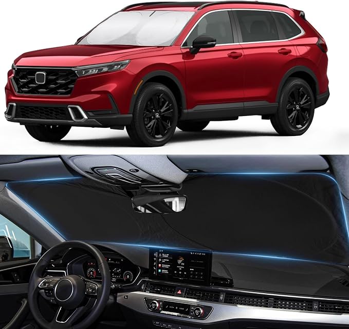 INSAUTO for 2026 CRV Windshield Sun Shade Sunshade Foldable Custom Fit 2023 2024 2025 Honda CR-V Accessories Windshield Cover Front Window Shield Blocks UV Rays and Heat Car Interior Protector