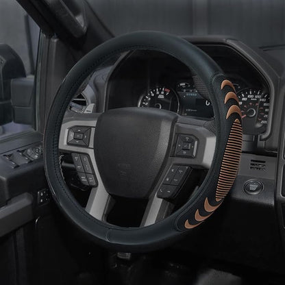 Yangday Leather Steering Wheel Cover for Ford F150 F250 F350, 15.5-16 inches Car Steering Wheel Cover with Anti-Slip Massage Particle (Brown)