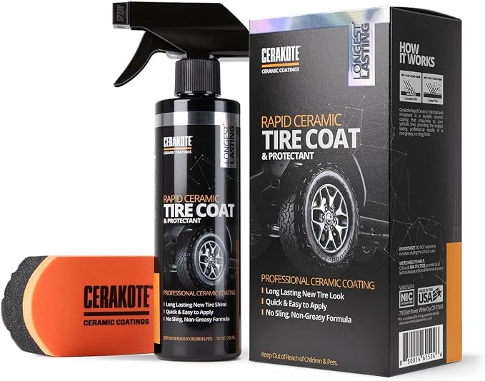 CERAKOTE Exterior Care Bundle - Rapid Ceramic Tire Coat (10 oz. Kit) with Rapid Ceramic Paint Sealant (14 oz. Kit) and Microfiber Application Towels - Coat and Protect Your Vehicle