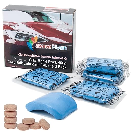 awave bloom Car Clay Bars Auto Detailing 400g and Clay bar Lubricant Tablets 8 Pack(1pcs=16 oz) Clay bar kit for Car Detailing Damage Free Cleaning