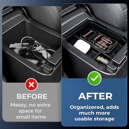 Double Layer Center Console Organizer Tray Storage Box for Subaru Outback, Interior Accessories Armrest Insert Tray for 2026 Outback, Black
