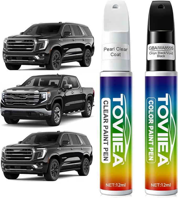 Onyx Black/Void Black(GBA/WA8555) Touch Up Paint Compatible with GMC,2-In-1 Car Scratch Remover Pen,Car Paint Scratch Repair Kit for Scratches,Chips & Nicks,2-PCS SET