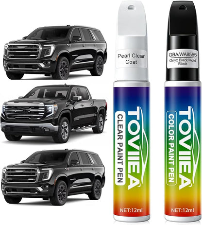 Onyx Black/Void Black(GBA/WA8555) Touch Up Paint Compatible with GMC,2-In-1 Car Scratch Remover Pen,Car Paint Scratch Repair Kit for Scratches,Chips & Nicks,2-PCS SET