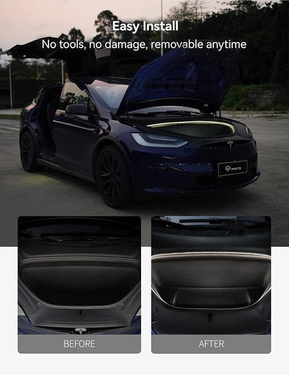 TPARTS Frunk LED Strip for Tesla Model X 2021-2026, Ambient Lights Flexible Silicone Car Lighting Bar Waterproof Model X Front Trunk Interior Accessories(Cool White Light)