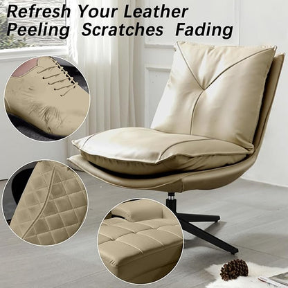 Leather Recoloring Balm, Leather Color Restorer Conditioner, Leather Restorer for Couches Paint, Leather Scratch Remover, Scratch Leather Faded Repair Kits for Vinyl Furniture (Beige, 75ML)