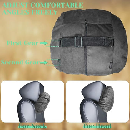 1 Pack Universal Car Headrest & Neck Support Pillow Soft Auto Seat Headrest Neck Rest Cushion for Driving with Adjustable Strap, Memory Cotton and Removable Cover, Ergonomic Design Black