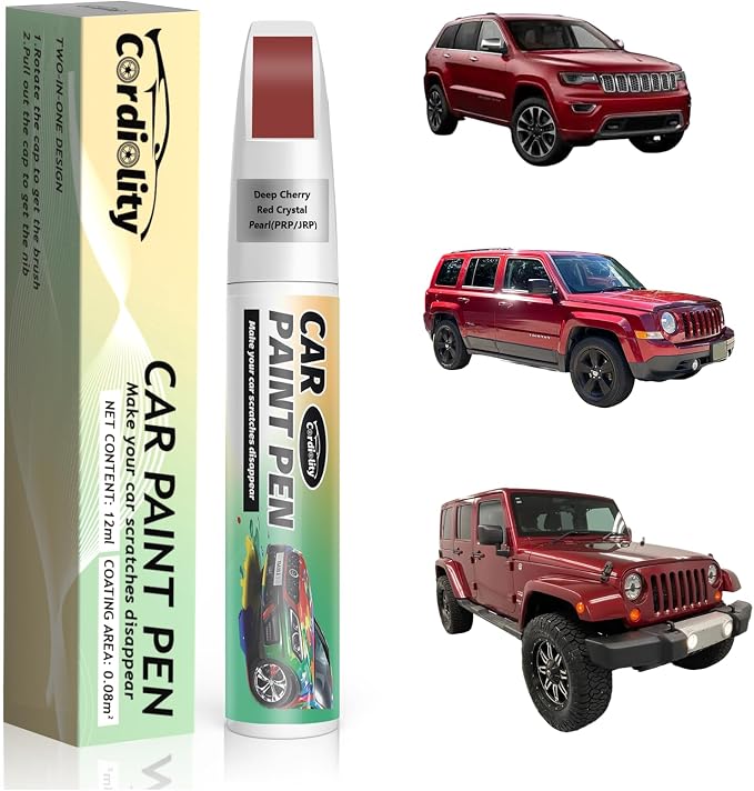 Car Touch Up Paint Deep Cherry Red Crystal Pearl(PRP/JRP) for Jeep, Color Accurate Car Scratch Repair Pen Fix Auto Paint Chips and Nicks