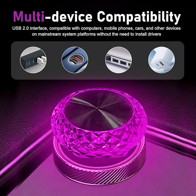 1 PCS Mini USB LED Car Interior Light, Plug & Play Compact Atmosphere Lamp, Personalized Automotive Interior Ambient Light Decor, Universal for Most Cars (Purple)