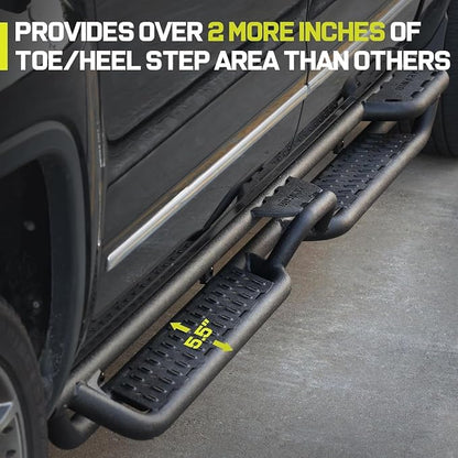 BINARY STAR 4 Steps Running Boards Compatible with 2019-2026 Chevy Silverado/GMC Sierra 1500 Double Cab, 20-26 Silverado/Sierra 2500HD 3500HD Double Cab, Running Boards with Bed Access Step