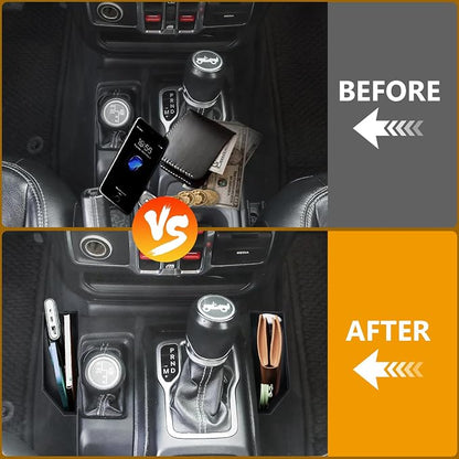 Upgrade Magnetic Metal Gear Shift Center Console Organizer for Jeep Wrangler Accessories and Jeep Gladiator JL JLU 2026 2025 2024-2018 Rubicon Sahara 4xe Storage Box Tray,Star Logo(Not for JK/JKU)