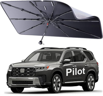 2026 Upgraded Windshield Sun Shade Umbrella for Honda Pilot [Precision Custom Fit, Superior UV & Heat Block] Cooling Tech Fabric, Durable Foldable with Storage Bag, Fits 2003-2026