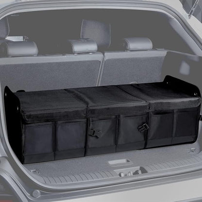 1680D Trunk Organizer with Lid, Extra-Large 114L Collapsible Cargo Organizer for SUVs, Trucks & Large Cargo Areas, Rigid PP Panels, 800D x 800D Weave, Water-Repellent, Anti-Sag Design