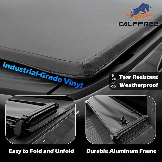 Soft Tri-Fold Truck Bed Tonneau Cover Compatible with 2022-2026 Ford Maverick | 4'6" Bed (54.4") | CFST-037