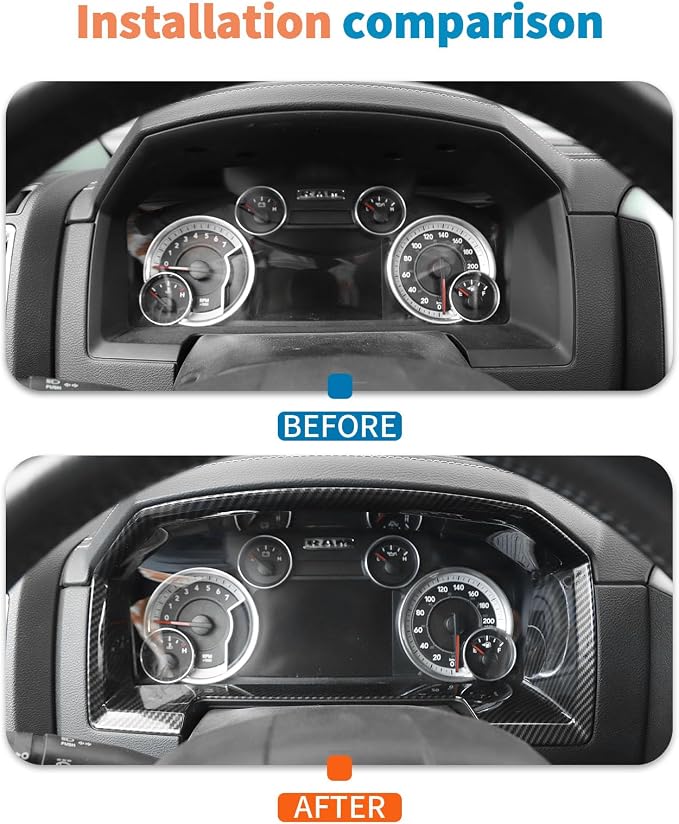 JeCar 4pcs Carbon Fiber Interior Trim Kit for 2010-2017 Dodge Ram 1500 Interior Accessories