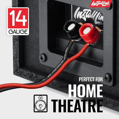 Install Link 14 Gauge Speaker Wire (Speaker Cable) for Car, Home or RV Audio Cable, 100ft, CCA