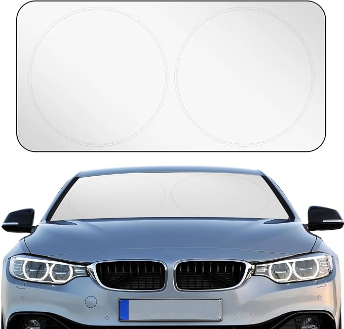 Woanger Windshield Sun Shade Foldable Car Front Window Covers for Car Accessories Sun Heat UV Rays Visor Protector Protection for Universal Cars SUV Truck (Solid Style)