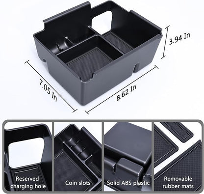 TOPINSTALL 2026 Upgraded Console Tray Compatible with 2026 Ford Explorer Accessories, Deep Armrest Storage Box Center Console Organizer Tray with Coin Holder & Non-Slip Mats, Black Trim