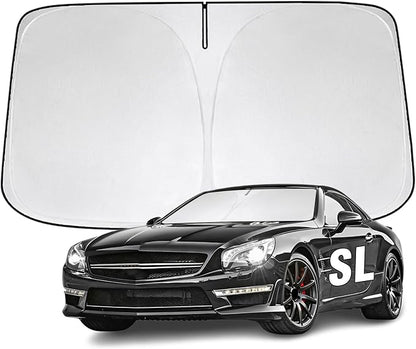 Windshield Sun Shade for Mercedes Benz SL SL400, SL450, SL500, SL55, SL63, SL65, SLK300, SLC300 2013-2026 300T Windshield Cover Blocks UV Rays Custom Fit Front Window Shade Foldable Keep Cool