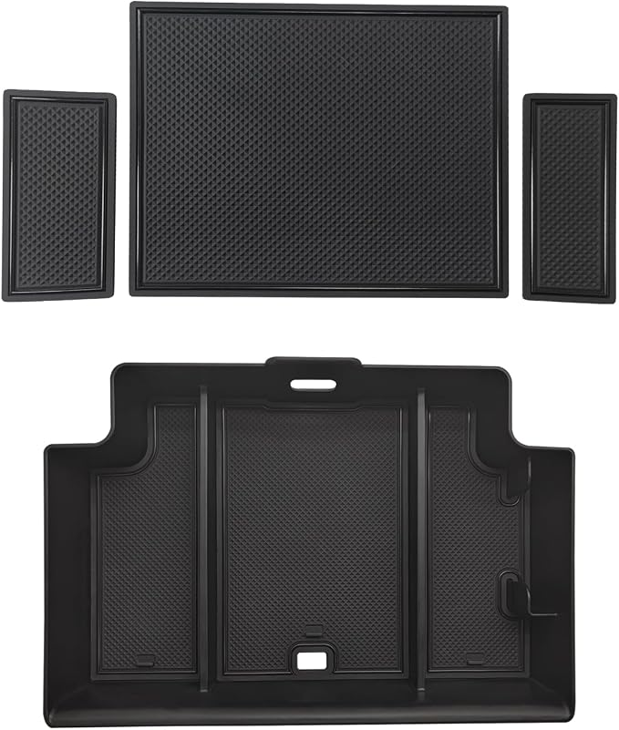 Muslogy Center Console Organizer Compatible with 2022-2026 Chevy Silverado/GMC Sierra 1500, 2024-2026 Silverado & Sierra 2500 3500HD Armrest Storage - Full w/Bucket Seats ONLY(Console Tray&Mats Set)