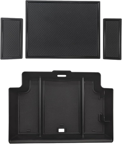 Muslogy Center Console Organizer Compatible with 2022-2026 Chevy Silverado/GMC Sierra 1500, 2024-2026 Silverado & Sierra 2500 3500HD Armrest Storage - Full w/Bucket Seats ONLY(Console Tray&Mats Set)