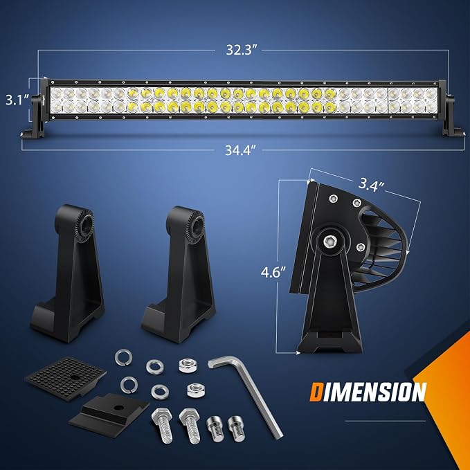Nilight 32 Inch 180W Spot Flood Combo Led Light Bar 2Pcs 18W 4Inch Spot LED Pods Driving Off Road Lights with 14AWG Wiring Harness Kit-3 Leads for Van Car Pickup Golf Cart ATV UTV SUV Truck Boat