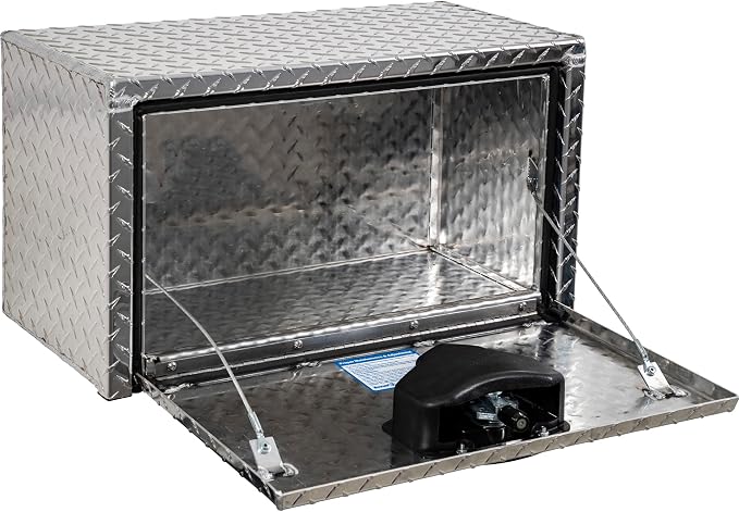 Buyers Products 1705150 Diamond Tread Aluminum Underbody Truck Tool Box, 14 x 12 x 24, Made in USA, .100 in. Thick, Corrosion Resistant, Locking Compression Latch, Secure Storage for Work Trucks
