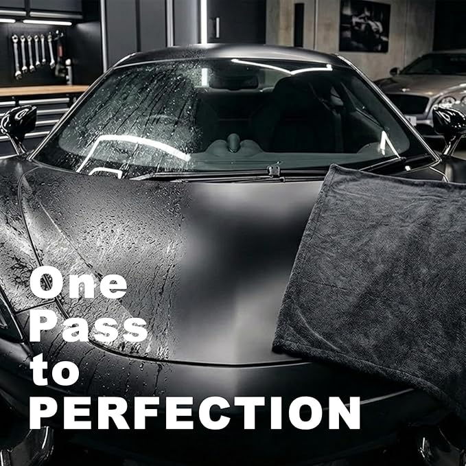24"x36" Twisted-Loop Car Drying Towel, 1300GSM, Microfiber Towels for Cars, Zero Scratch, Streak Free, Ultra Absorbent, Lint Free, Car Detailing Kit for Car, Truck, SUV - One Pass Technology