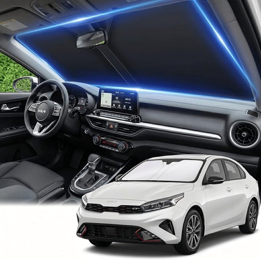 for Kia Forte Windshield Sun Shade 2019-2024 2025 Sunshade Front Window Shade Custom Fit Forte Accessories Sun Visor Foldable Shade Blocks UV Rays Accessories