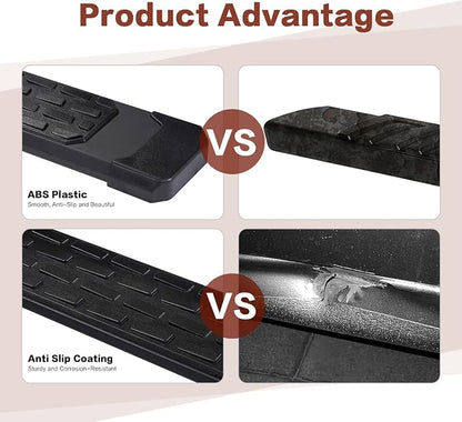 Perfit Liner 6'' Running Boards Compatible for Extended/Double 2007-2018 Chevy Silverado GMC Sierra 1500,2007-2019 2500 3500HD,2019 Ld/Lt Engine Black Textured Aluminum Side Steps Nerf Bars
