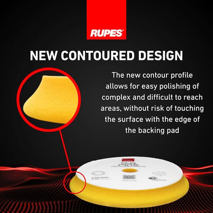RUPES 9.DA150M Pack of 48 Yellow D-A Fine Finishing Foam Pads 150mm | Ideal for Paint Correction & Gloss Enhancement | Moderate to Fine Defect Removal | Compatible with 5" Backing Plate