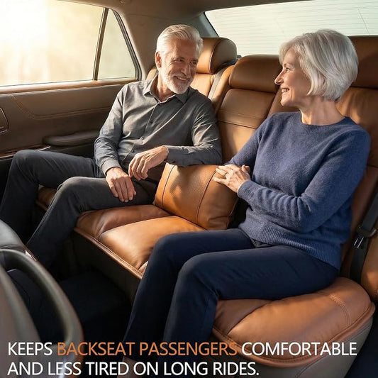 A leather rear seat cushion specially designed for cars - made by hand - can relieve pain in the buttocks, pressure points, and sciatic nerve. | Rear seat cover (Red Flag Brown, Rear Seat Cushion)