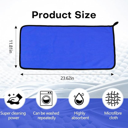 Hovom 3PCS Car Microfiber Towels, 23.62"×11.81" Lint-free Microfiber Towels for Cars Wash Drying, Super Absorbent Auto Cleaning Cloths, Reusable Washing & Detailing Towel, Car Cleaning Supplies (Blue)