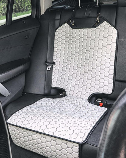Owleys Set Seat Back Organizer & Car Seat Protector Hexy Waterproof & Non-Slip Protector for Child Car Cushion for Leather and Fabric Seats (White 2 pcs)