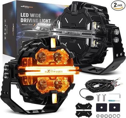 maXpeedingrods LED Off Road Lights 5", 212W 25440LM Round Fog Light with 7 RGB Colors, Side Shooter Lights 270°Wide Range, LED Light Bar for SUV, Pickup, ATV, UTV, Truck, Motorcycle